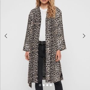 Allsaints Esme Leopard Print belted Kimono Robe